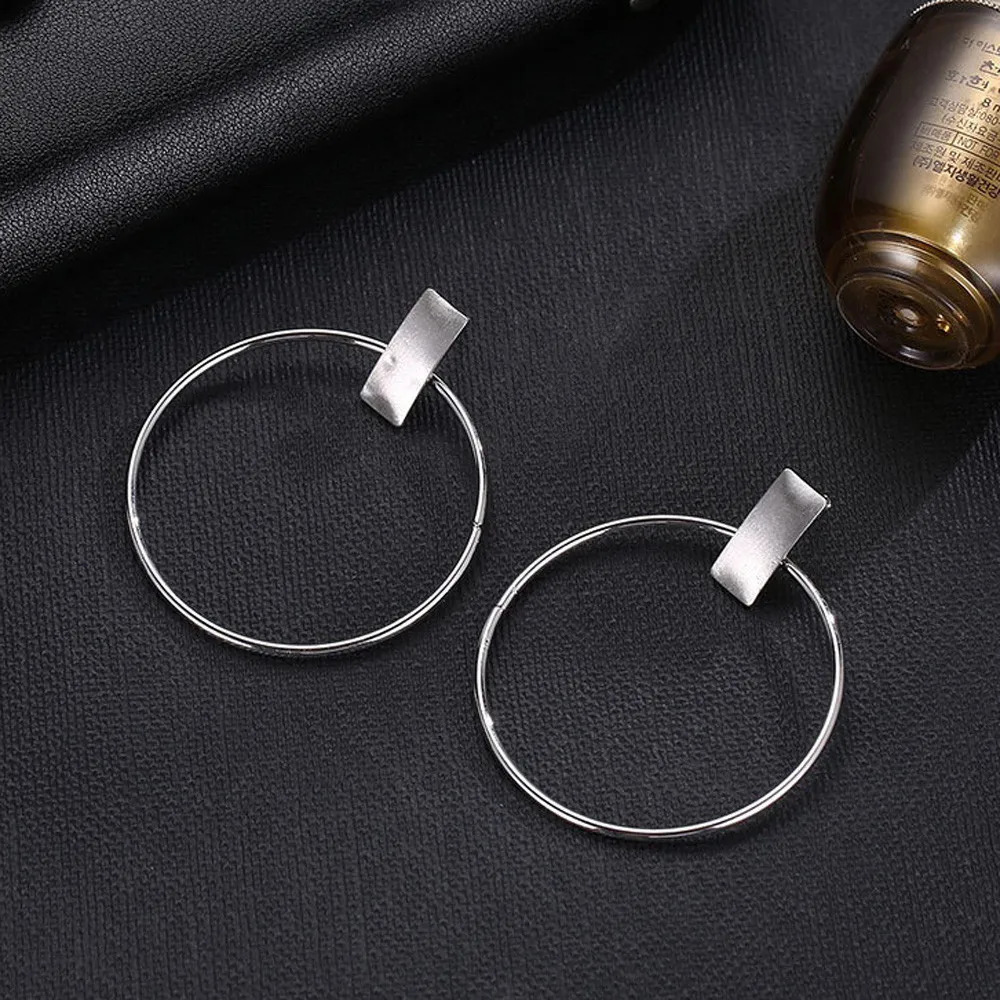 Silver Женские модные серьги, минималистичные большие круглые серьги, геометрические золотые серебряные серьги-кольца, модный подарок - Окраска металла: Silver