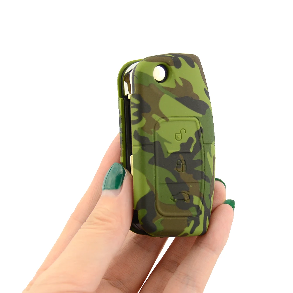 OkeyTech 3 кнопки Мягкие силиконовые флип чехлы для ключей для Ford Fiesta Focus Mondeo Ecosport Kuga Escape складной ключ для стайлинга автомобилей