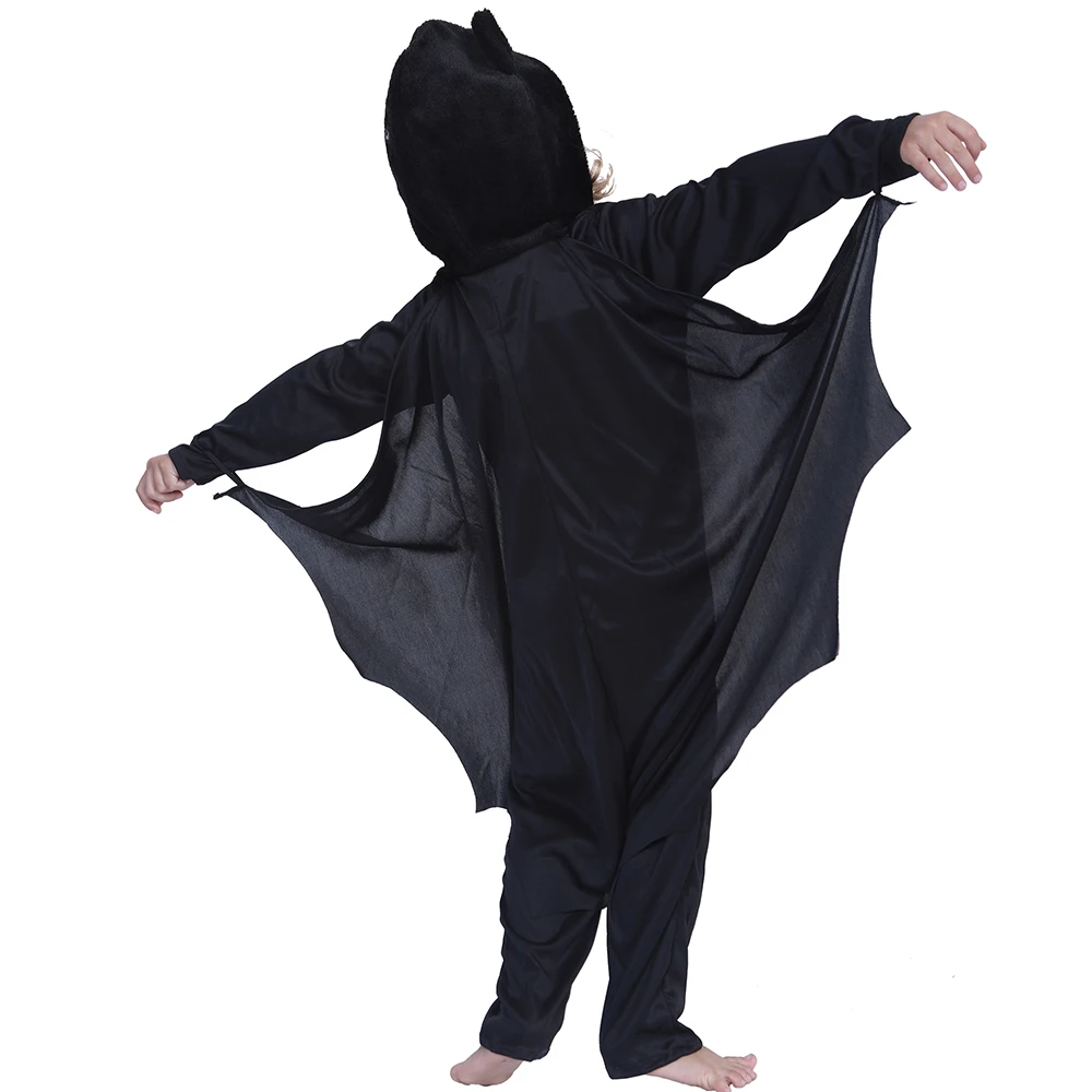 Eraspooky Black Bat Cosplay Children Halloween Costume For Kids Purim Carnival Party Animal Hoodie Jumpsuit Boys Fancy Dress |