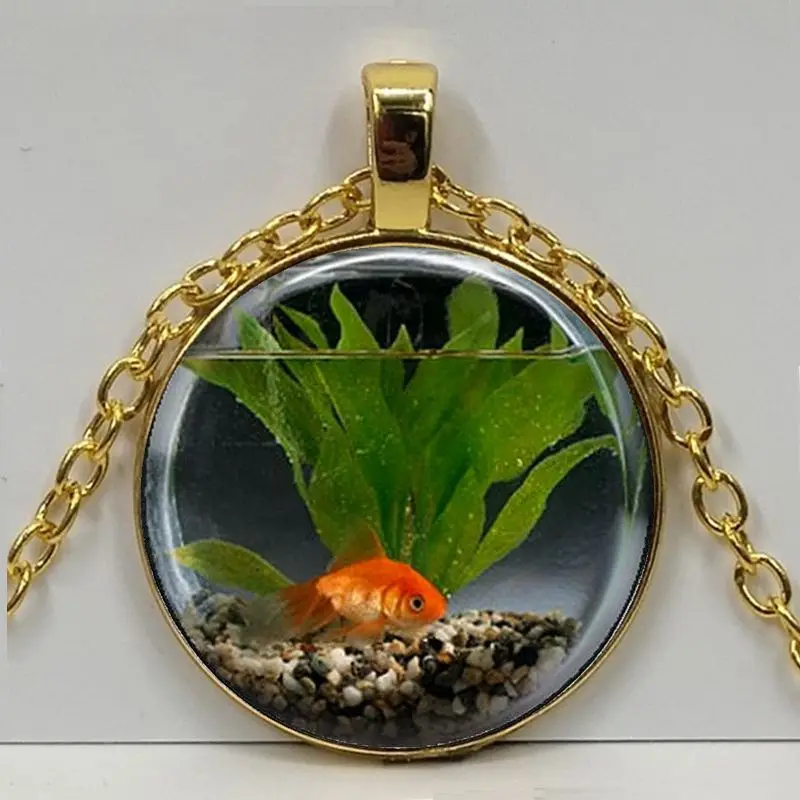 2020 модное очаровательное круглое ожерелье с кулоном в виде золотой рыбки для