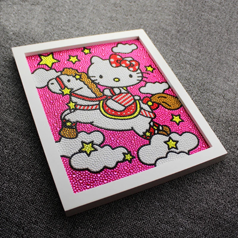 Новинка 5D DIY Алмазная картина Kitty Cat на кристальная вышивка с изображением лошадей полный круглый бриллиант Блестящий 30*25 см картина как подарок для детей
