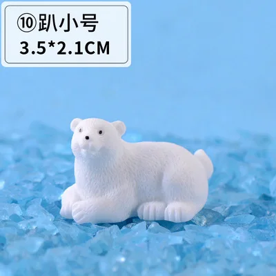 10 BAIUFOR Animal Miniatures Polar Bear White Lovely Mother Bear Keychain Material Terrarium Figurines DIY Fairy Garden Decor - Color: 10