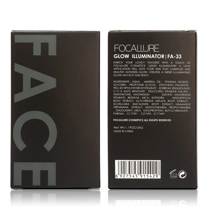 FOCALLURE Блестящий жидкий осветитель для лица крем Хайлайтер сияющей кожи праймер