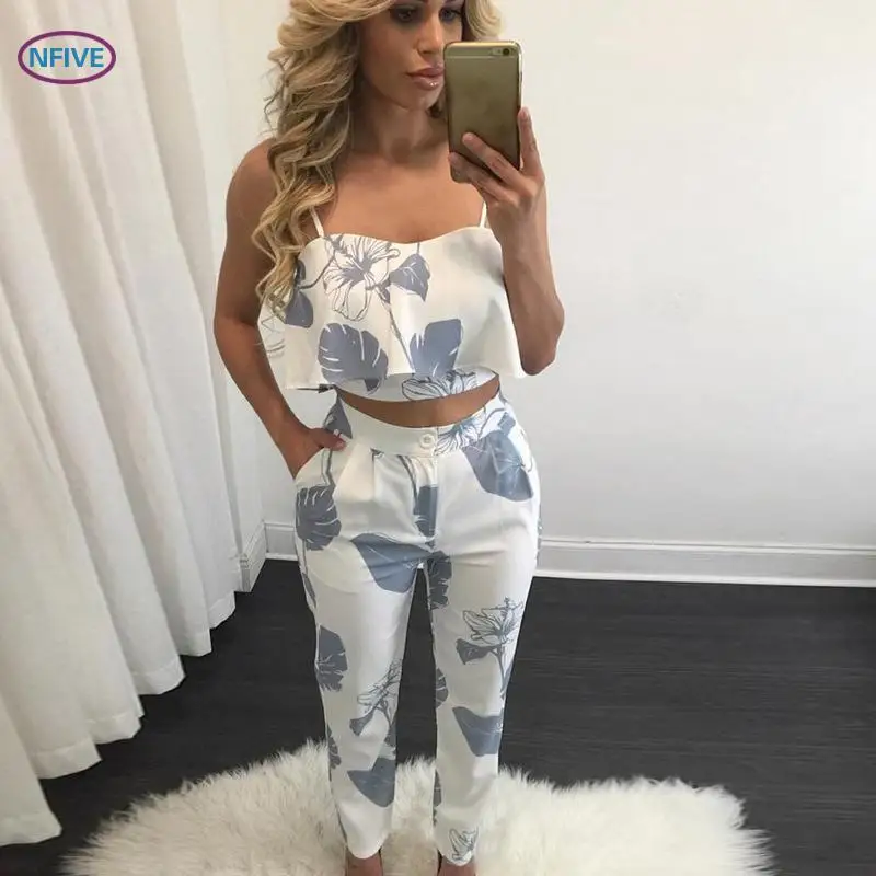 NFIVE бренд 2017 новые модные женские летние комплекты лямки с печатным рисунком
