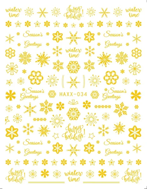 HAXX-34 GOLD Новейшая модель; haxx на снежную погоду с героями мультфильмов, рождествеская серия Дизайн 3d nail art письмо fashiontemplate наклейка MAGICO - Цвет: HAXX-34 GOLD