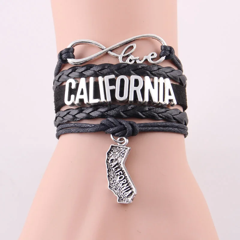 Маленький Браслет Minglou infinity love CALIFORNIA мужские браслеты и обручи с картой географии
