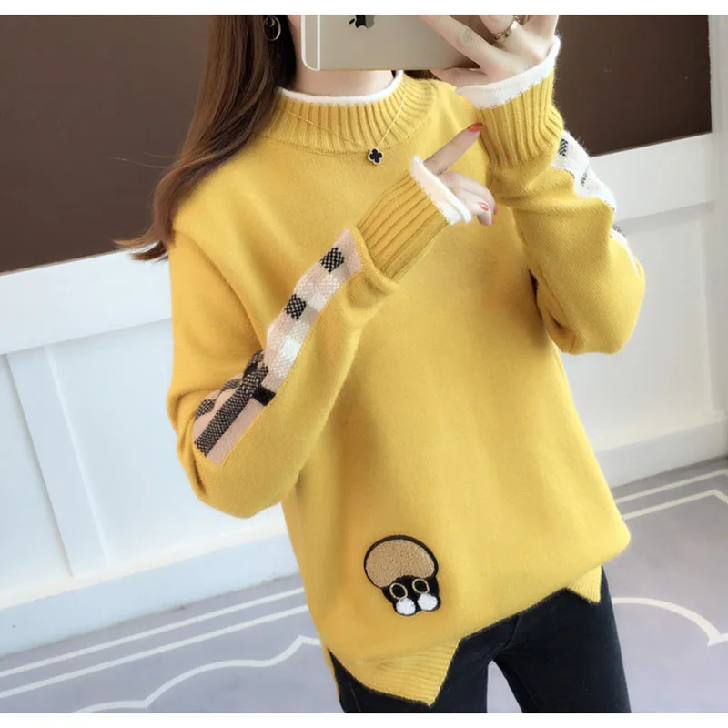 Женские однотонные вязаные пуловеры женская мода новинка 2019 осенние модные топы