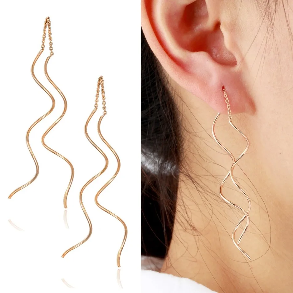 Розовое золото цвет Thead Двусторонняя вихревая звеньевая цепочка свисающие