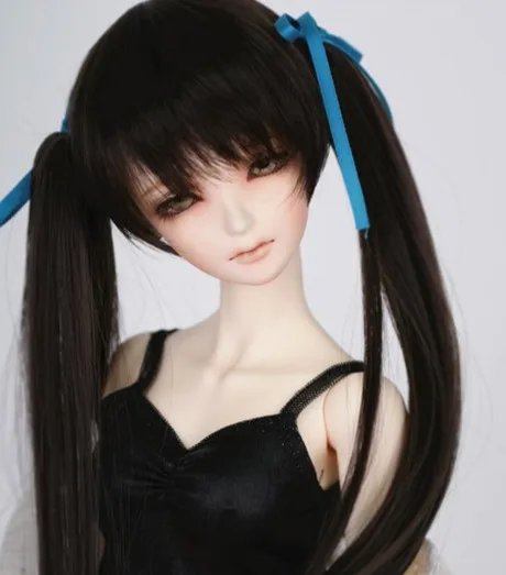 1/3 BJD Sd кукла парик Хацунэ Мику Bjd черный с двумя хвостиками Бесплатная доставка|doll