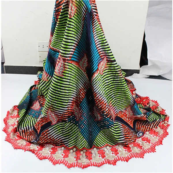 Мода Линии дизайн Африканский ткань Воска с гипюр кружева многофункциональный