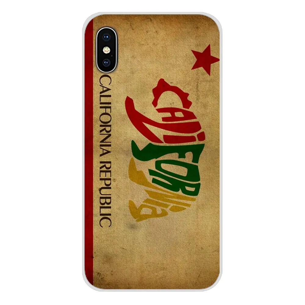 Чехол для мобильного телефона медведь California флаг Apple iPhone X XR XS MAX 4 4S 5 5S 5C SE 6 6S 7 8 Plus