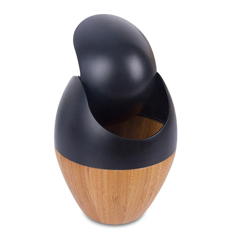 As photo Hot Sale Creative Waste Bins Mini Desktop Trash Can Wooden Garbage Dust Case Holder Rubbish Bin Rolling Cover For Office Home - Цвет: As photo