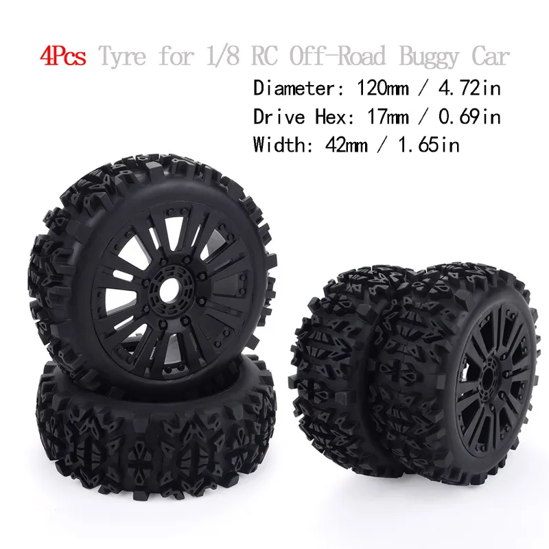 4pcs 4 шт RC резиновая Губка Шины обод для шины колеса для RC 1/10 1/8 моделей RC автомобиль HSP внедорожных JLB Monster Truck 94111 94108 94188 - Цвет: 4pcs