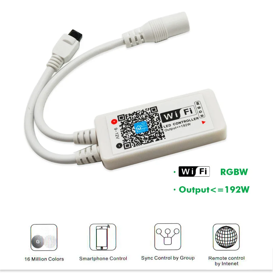 DC12V RGB RGBW Wifi LED Controller android /IOS Mini + IR 24Key Remote control for SMD 5050 Strip Light Via Smartphone | Освещение