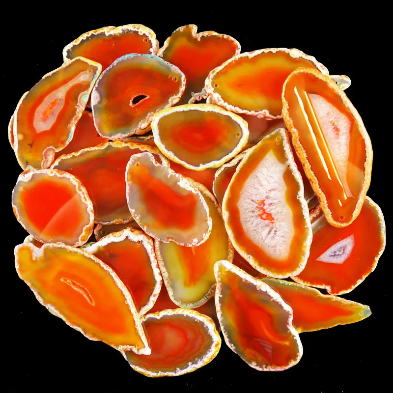 10 шт оптом оранжевый смешанный размер оникс Агаты ломтик нерегулярные Подвески