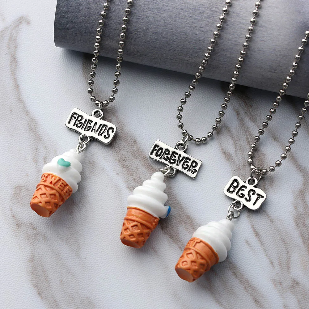 3 шт./компл. Детская бижутерия детское ожерелье милое с мороженым Best Friends BFF