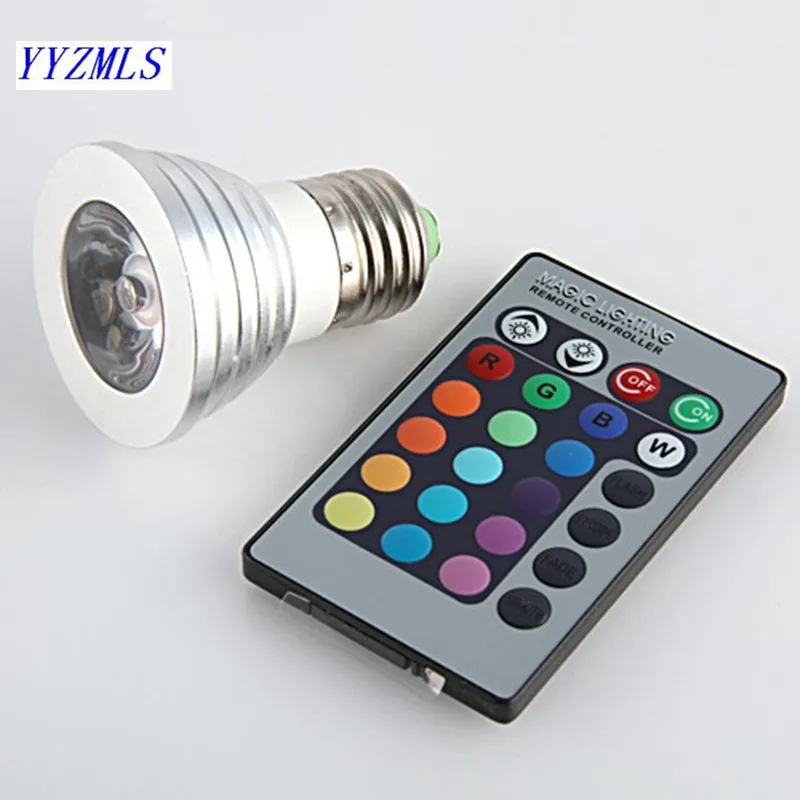 Светодиодная RGB лампа 3 Вт E27 gu10 16 цветов меняющая цвет точесветильник светильник