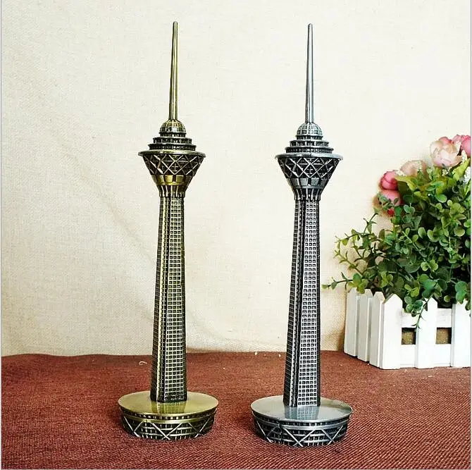 9.8 Inch Fashion Iran Milad Tower Metal Crafts Building Model World Famous  Architecture For Home Decoration Friends Gift