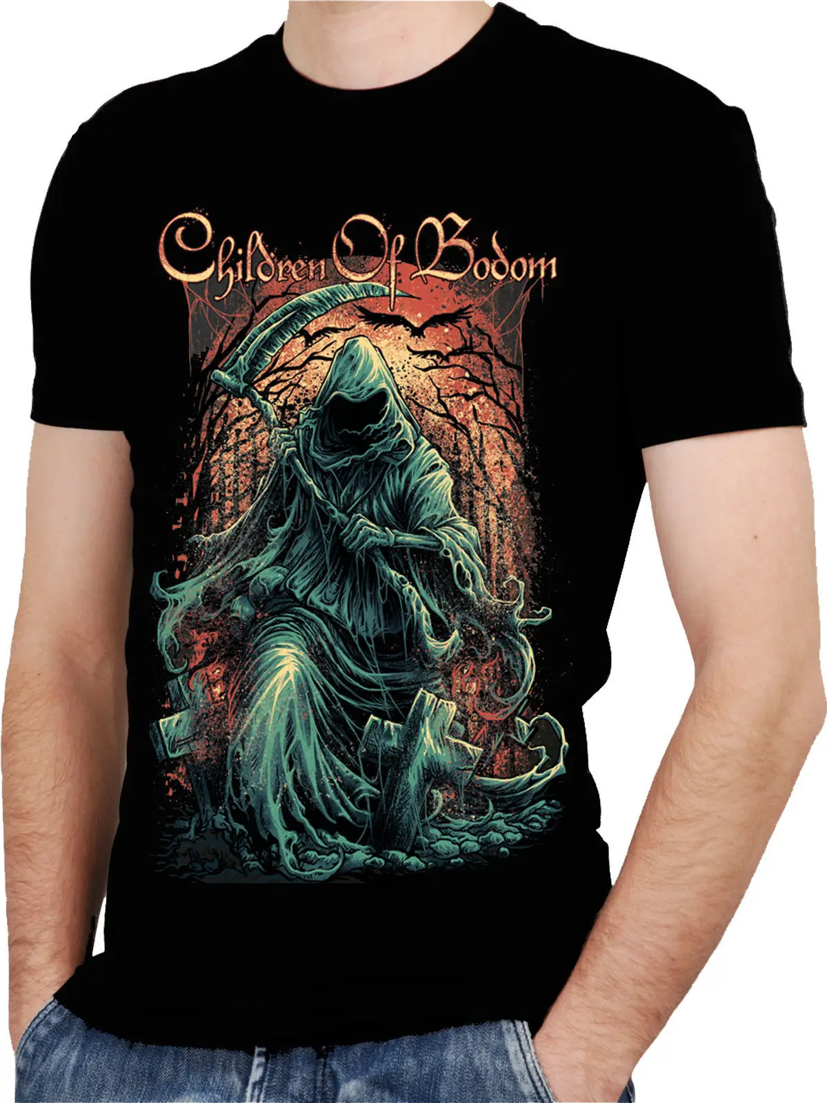 Дети BODOM Группа 1 черный новая футболка рок группа рубашка Tee Мода Новое
