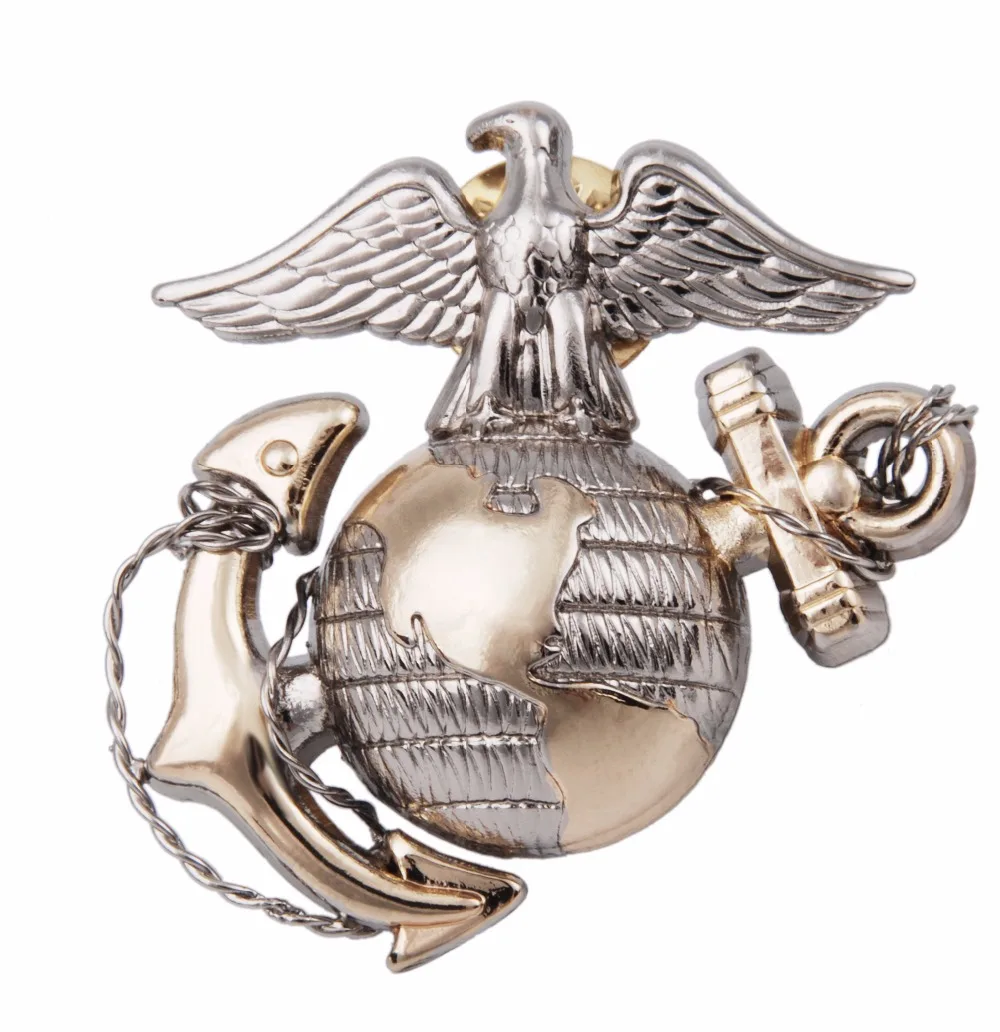 

WWII USMC OFFICER EGA BARRACKS METAL HAT BADGE