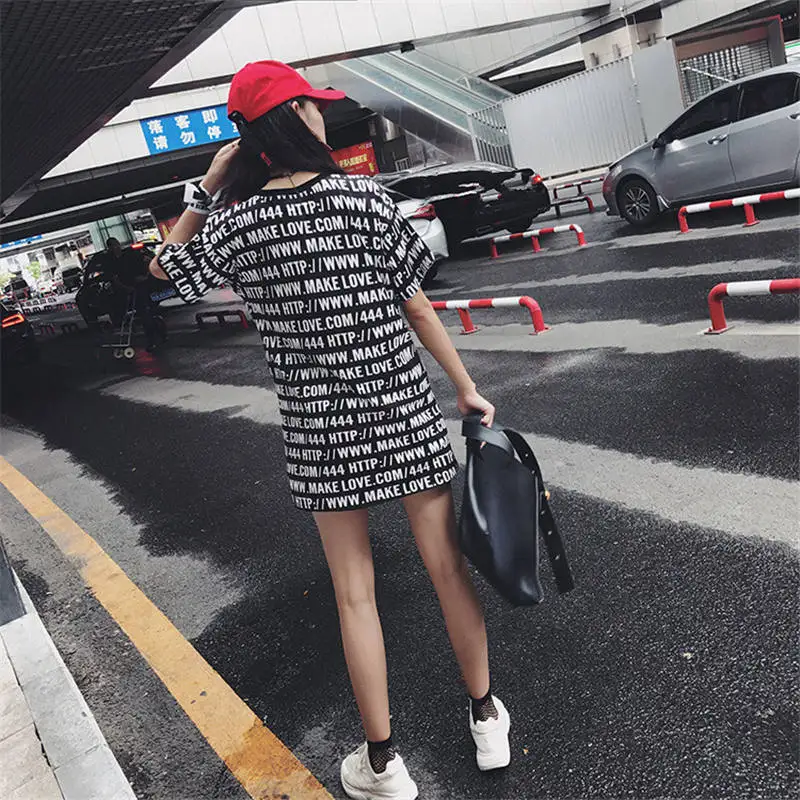 Коробов средней длины футболки с принтом букв топы 2018 Harajuku короткий рукав