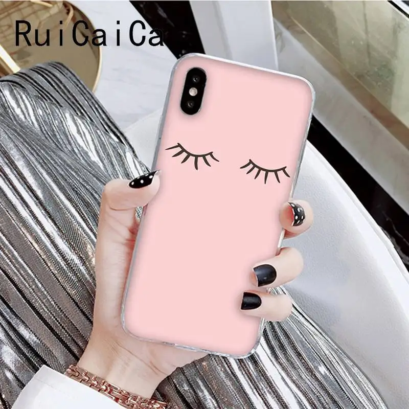 Модные ресницы RuiCaiCa красивая девушка Новый чехол для телефона iPhone 8 7 6 6S Plus X XS MAX 5 5S
