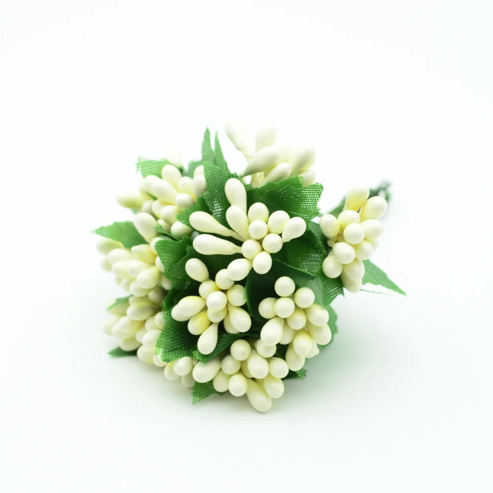 milk white 12 шт./набор искусственные тычинки шелковые флористики Искусственные цветы Дешевый Рождественский венок, Декор для дома и свадьбы diy подарки на год - Цвет: milk white