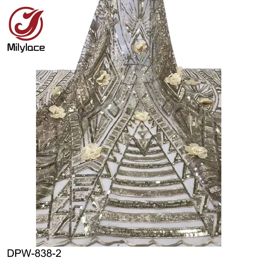 Milylace новинка 3D цветок французское кружево африканская ткань Сетчатое с бусинами