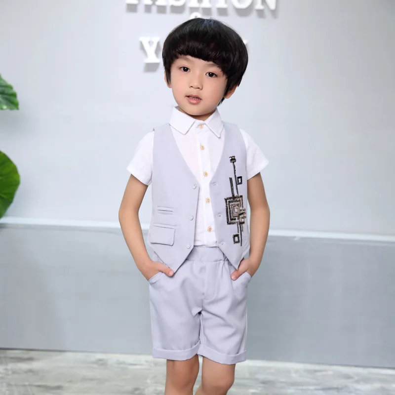 Детский официальный костюм для мальчиков платье на свадьбу день рождения блузка