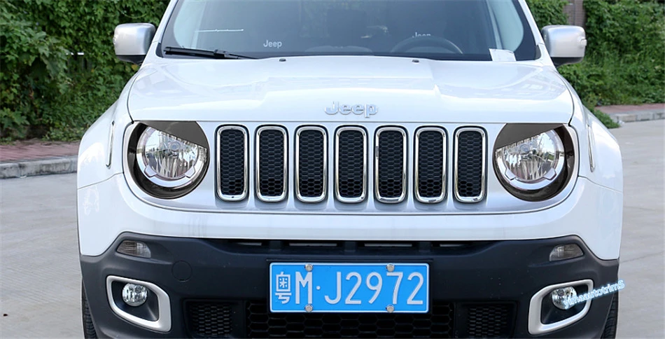 

Lapetus Front Head Lights Lamps Cover Trim 2 Pcs ABS Accessories Exterior Fit For Jeep Renegade 2015 2016 2017 2018