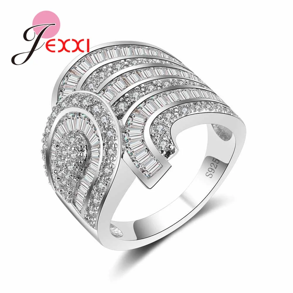 

Exquisite Engagement Rings Women Girl 925 Sterling Silver Cubic Zircon Fashion Jewelry Wholesale Party Birthday Ring