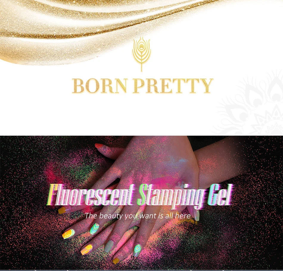 BORN PRETTY штамп для ногтей Гель-лак 8 мл флуоресцентная Штамповка ногтей УФ-гель для ногтей замачиваемый лак для пластина для стемпинга для нейл-арта