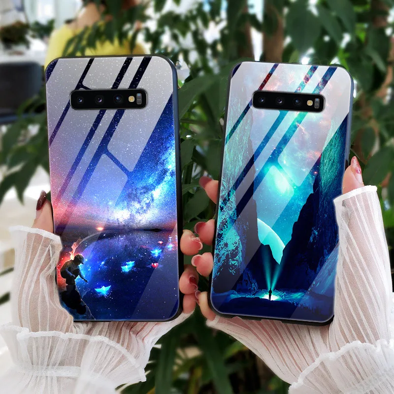 Чехол из закаленного стекла для Samsung S10 Plus мягкий бампер с 3D принтом чехол Galaxy S10Plus
