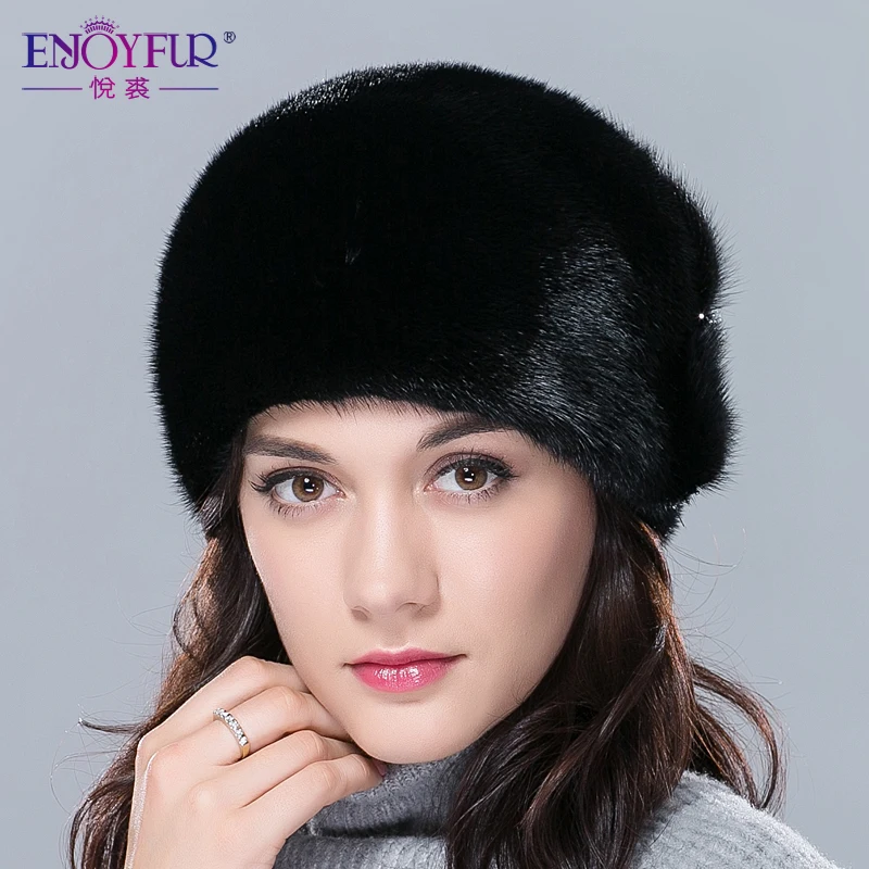 Натуральная норковая меховая шапка для женщин Зимняя импортная вся цветочный
