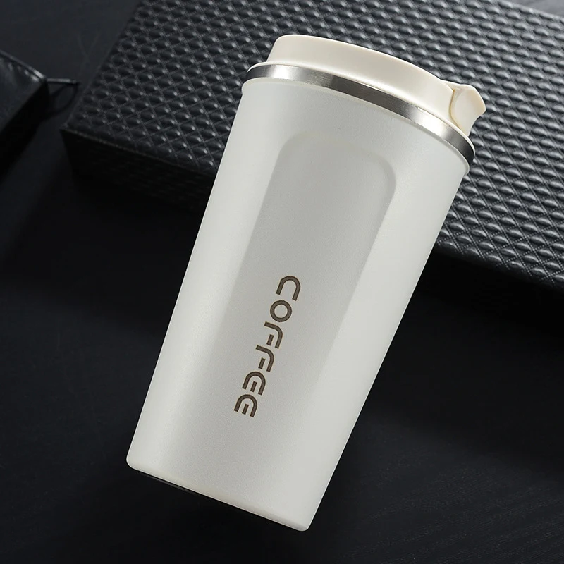 White-380ml Новые кофейные кружки 380 мл 510 мл Вакуумный термос с двойными стенками из нержавеющей стали изолированные вакуумные чашки с крышкой кружки для путешествий BPA бесплатно - Цвет: White-380ml