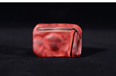 Red GUMST мини мужской кошелек из натуральной кожи мужской ретро растительная крашенная коровья Молния маленькие кошельки Держатель карт мужской кошелек для монет - Цвет: Red