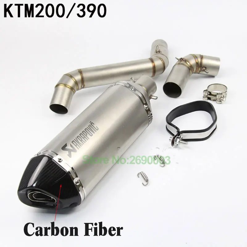 Серый Полный комплект для мотоцикла Akrapovic выхлопная труба для KTM Duke 200 Duke 390 углеродное волокно Цвет Мотоцикл выхлопная система - Цвет: Серый