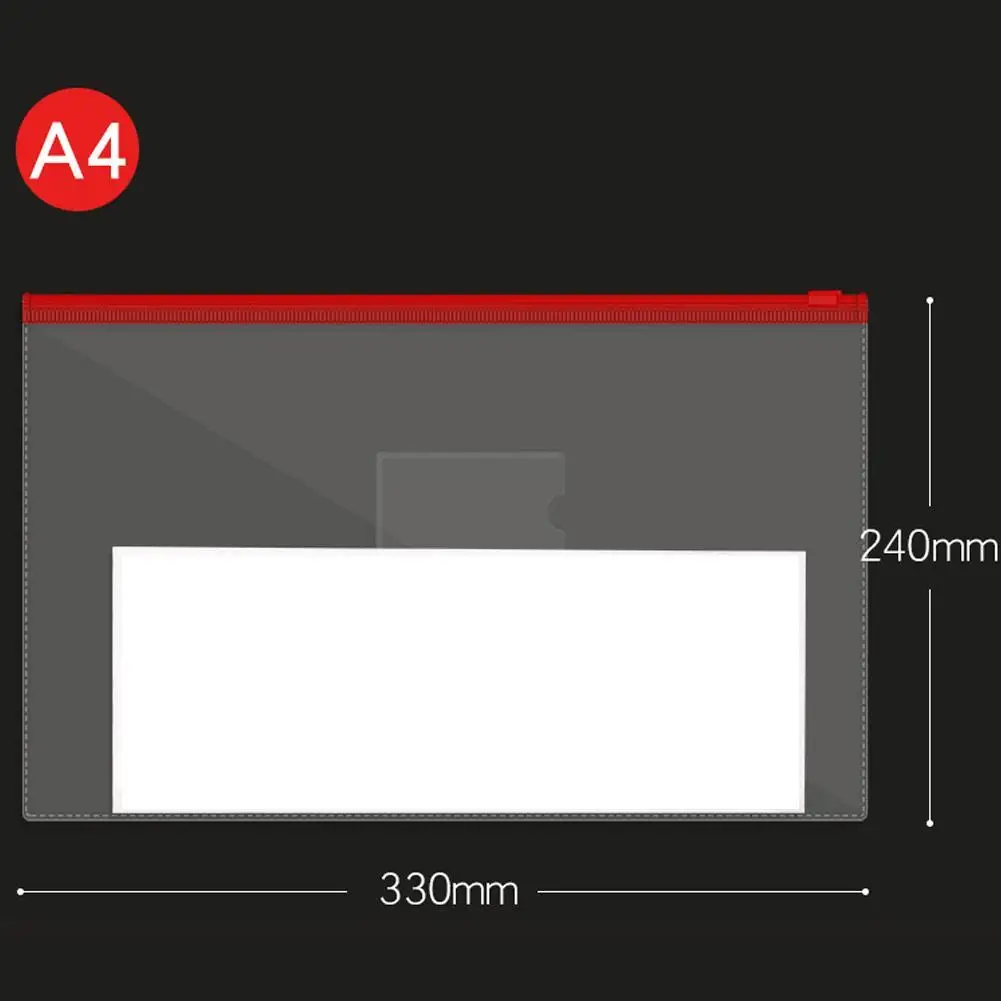5Pcs Waterproof Transparent PVC Zipper Bag File Folder Document Filing Bag Stationery Bag School Office Supplies random color