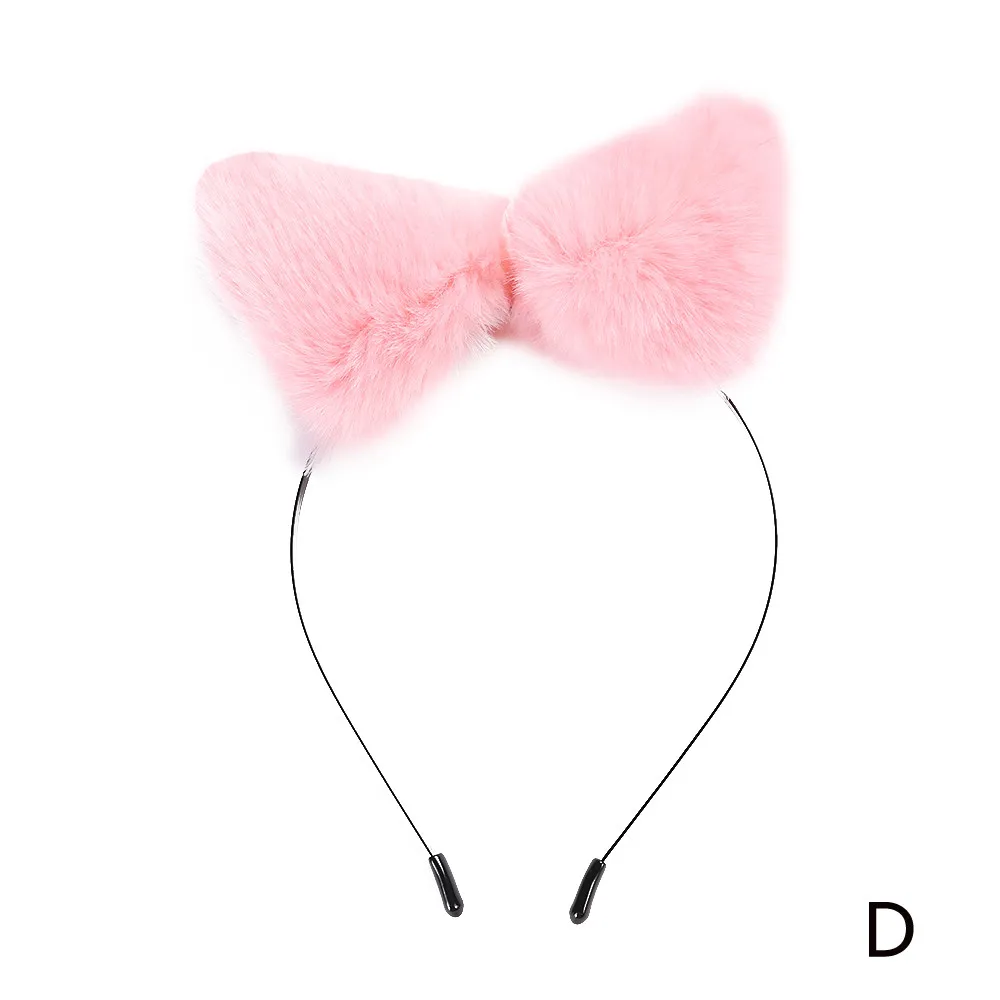 Fox ears Hair Accessories Cute Cat Hairband Women soft Headbands Headband Headwrap Plush Cat Ears Hair Accessories mujer L50 - Цвет: D