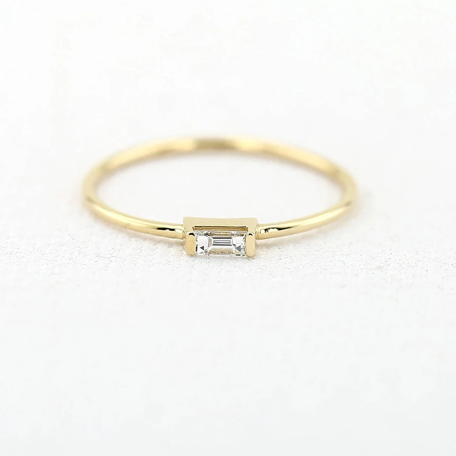 14 К желтого золота Изумрудный Муассанит обручение кольцо lab Diamond Solitaire