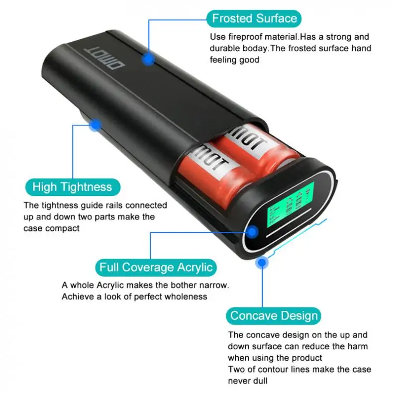 TOMO T2 Dual USB Li Ion интеллектуальное зарядное устройство Портативный ЖК Смарт DIY банк