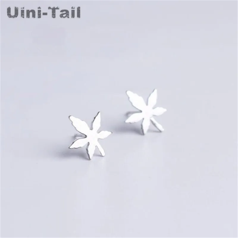 

Uini-Tail Горячая новинка 925 стерлингового серебра модные темпераментные серьги в виде кленового листа милые гипоаллергенные серьги