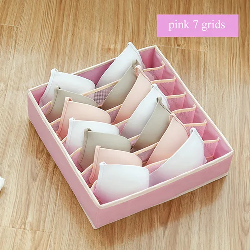 pink 7 grids Luluhut моющийся ящик для хранения нижнего белья складной 7 16 24 Сетки Бюстгальтеры Носки ящики Органайзер Многофункциональный дом органайзер для хранения - Цвет: pink 7 grids