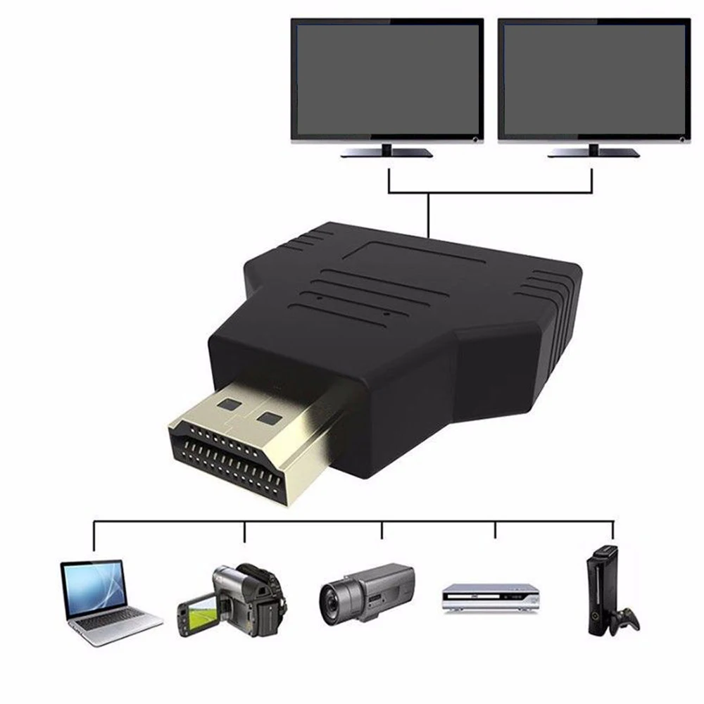 Адаптеры для сим-карт HDMI 1080 P 1 Мужской в 2 Женский из Splitter плоский адаптер