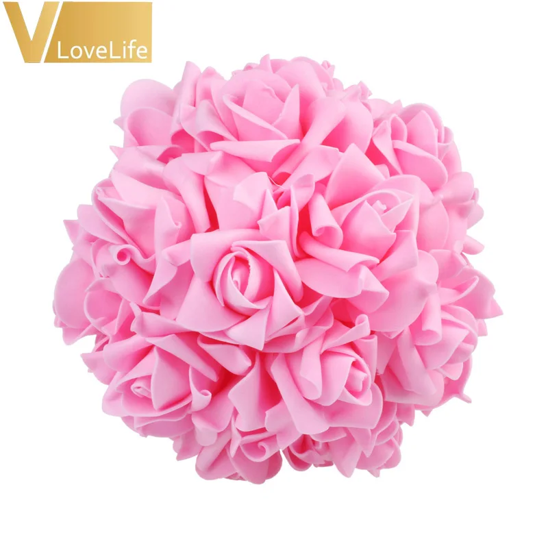 15 см Шелковый ленточный пенопластовый шар из цветков розы для свадьбы
