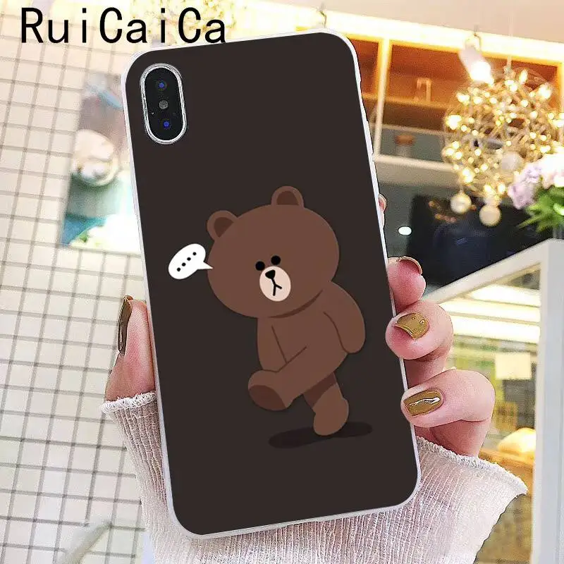A7 Ruicaica Line Friends коричневый Медведь Мягкий чехол для телефона iPhone 8 7 6 6S Plus X XS MAX 5 5S SE XR 10 Чехол - Цвет: A7