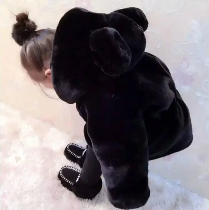 Baby Kids Girls Faux Fur Fleece Party Coat Winter Warm Long Section Hooded Jacket 1-5T Xmas Outerwear | Детская одежда и обувь