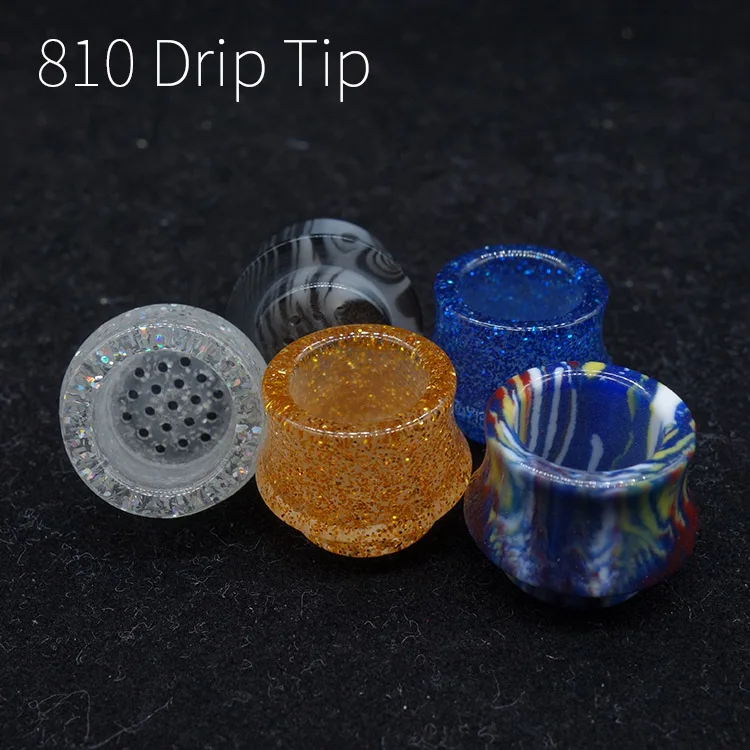 with holes driptips 810 resin mouthpiece bling gold color Prevent Eliquid Spill from rda rta atomizer |