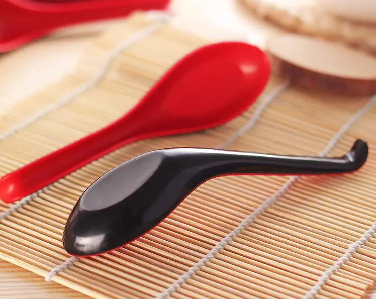 Kaufen Großhandel 500 Stücke Rot Schwarz Farbe Home Besteck Japanische Kunststoff Schüssel Suppe Brei Löffel Hot