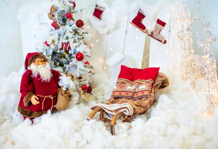 Laeacco Рождественская елка светильник олень Санта Клаус зимние детские фото Фоны